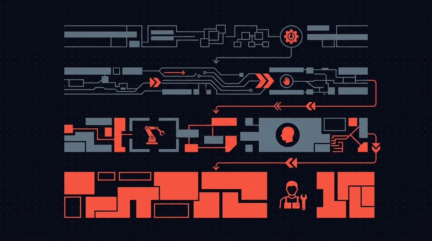 Four bands of automation, from fully automated at the top to fully manual at the bottom, with human involvement increasing as you descend